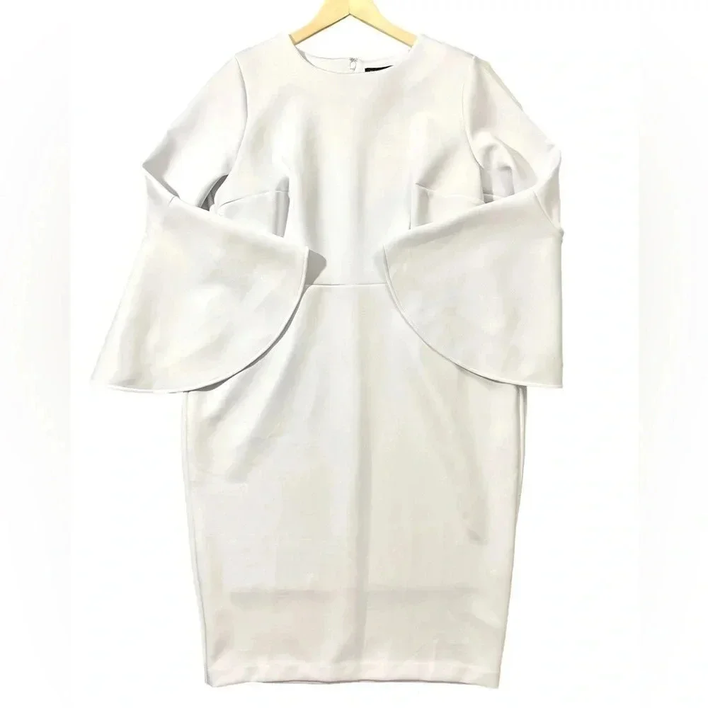 NWT Eloquii White Scuba Flare Sleeve Sheath Dress Plus Size 16